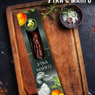 DTr Колбаса "Утка манго",210г, в деревянном пенале